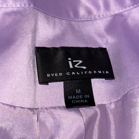 Iz Byer California Lavender Satin Like Button Baby Doll Trench Coat Size Medium - Picture 4 of 9